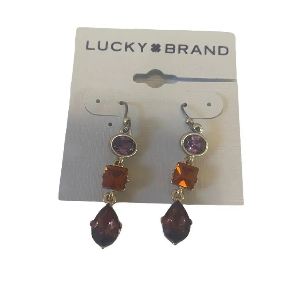 Berry Set Stone Gold Toned Drop Earrings.